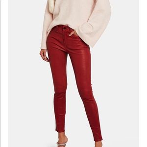 Frame Le Skinny lamb leather pant red